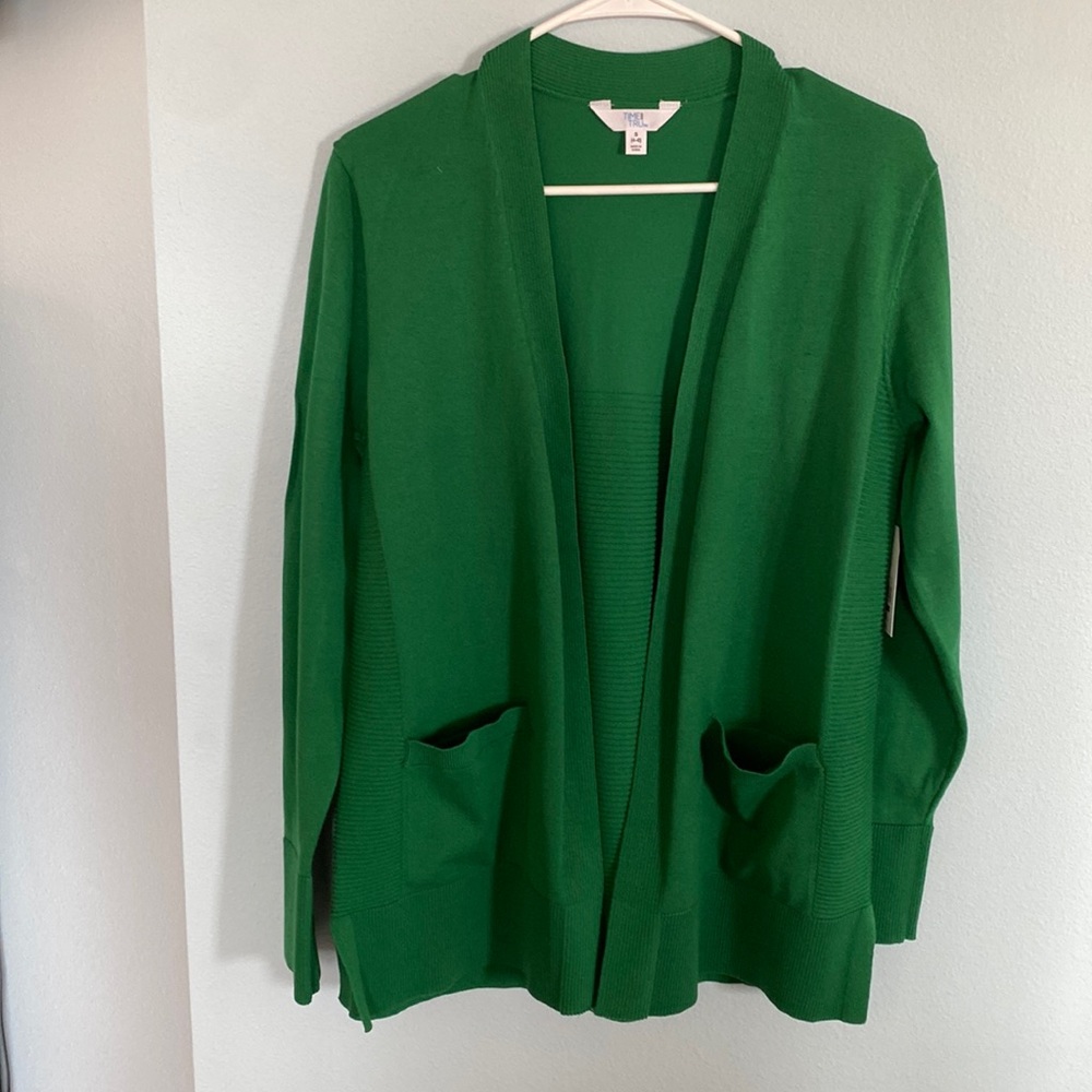 NWT Time and Tru Green Cardigan Sweater Size S
